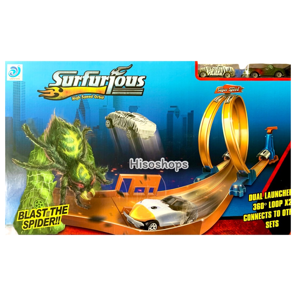 NEW!! Surfurious 360 ํ Turn Track รางรถแข่ง Hot wheels รางรถแข่ง รถตีลังกา พร้อมรถเหล็ก 2 คัน กล่องใ