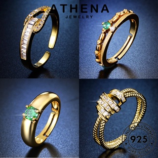 ATHENA JEWELRY Silver มอยส์ซาไนท์โกลด์ แฟชั่น แหวน ต้นฉบับ ผู้หญิง เงิน แท้ เครื่องประดับ เรียบง่าย เกาหลี เครื่องประดับ 925 M074