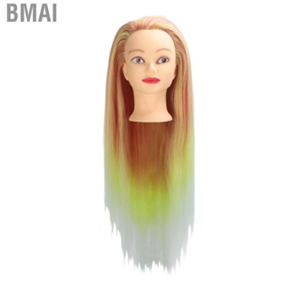 Bmai Synthetic Hair Hairdresser Head  Training Hairdressing Mannequin Head Synthetic Gradient Orange Yellow Cutting  for Beauty Salon for Teacher