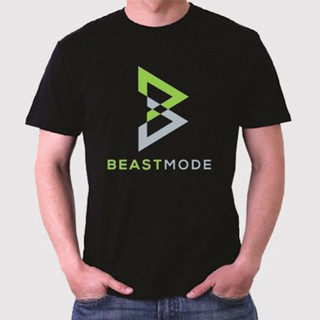 ขายดี เสื้อยืดลําลอง แขนสั้น พิมพ์ลายโลโก้ Marshawn Lynch Beast สีดํา สําหรับผู้ชาย 720096