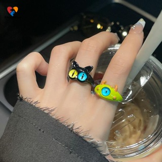 Steve Cute Black Cat Little Monster Ring Big Eyed Boy Sweet Cool Cute Cartoon Boyfriend Couple Rings Jewelry Gifts 2023