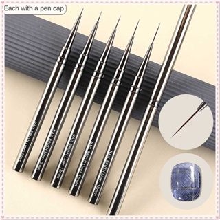 Nail Art Wire Drawing Functional Pen Ultra-Fine Pulling Metal Rod Hook Edge Painting Flower Phototherapy Brush Manicure Tool For Nail Shop 1Pc 5 Designs JOYFEEL