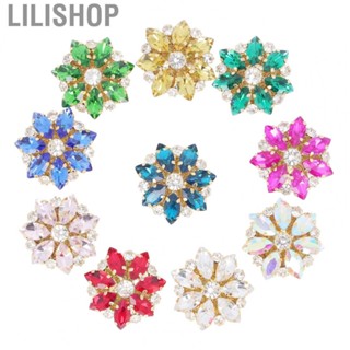 Lilishop Flower Shape Rhinestone Buttons  Alloy Base Sew On Rhinestone Buttons  for Jewelry for Hair Accessories