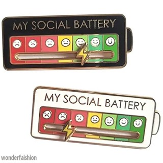 ขายดี เข็มกลัดโลหะ รูป My Social Battery Mood แบบโต้ตอบ ของขวัญ