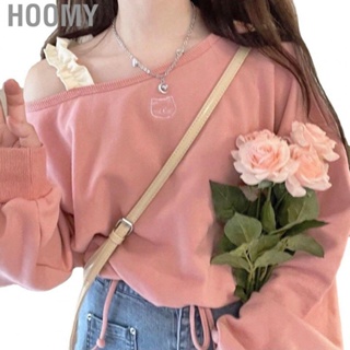 Hoomy Casual Top  Long Sleeve Off Shoulder Soft Pullover Tops Loose  for Women for Home