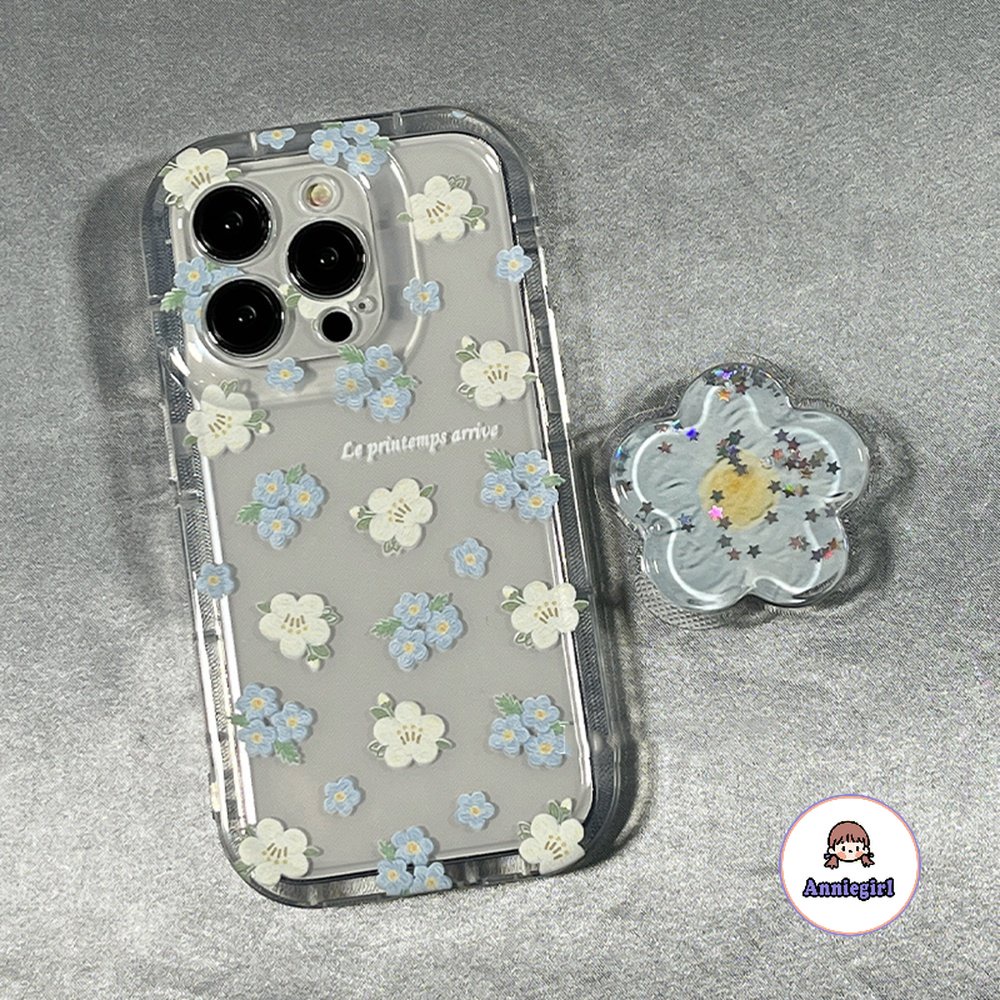 ฤดูใบไม้ผลิดอกไม้โทรศัพท์ Grips เคสโทรศัพท์สําหรับ IPhone 11 15 16 Pro Max 14 Pro 12 13 Promax Quicksand Bracket ถุงลมนิรภัยกรอบกันกระแทก Soft TPU ฝาครอบโทรศัพท์