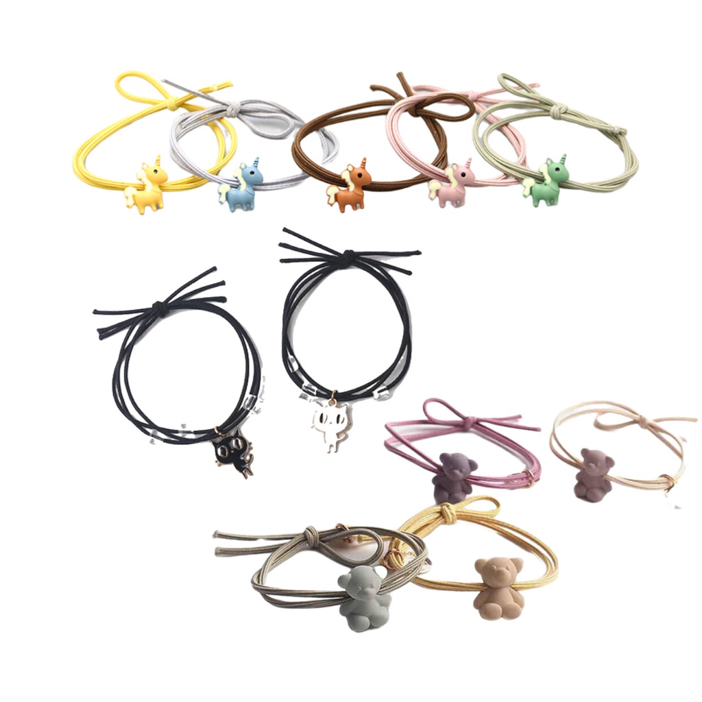 MNO.9 Hair Tie ยางรัดผมน่ารัก ยางรัดแบบกำไลข้อมือคู่ ยางมัดผม เครื่องประดับผม