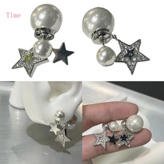 Time Cubic Zirconia Star ต่างหูพู่ห้อย เครื่องประดับ สําหรับผู้หญิง