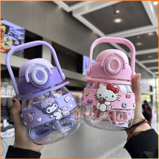 Sanrio Purple Kuromi Belly Cup 750ml Double Drinking Bottle Cute Ultraman Children&amp;#39;s Straw Water Bottle With Strap -FE