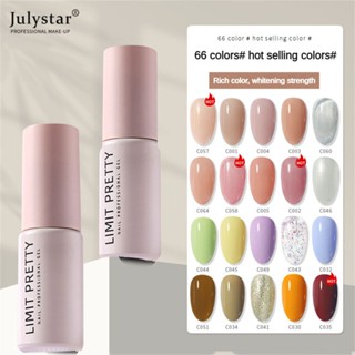 JULYSTAR 2023 เล็บเจลโปแลนด์สีนู้ดครีมส่องไฟเล็บเคลือบเงาแช่ปิดยูวีเจลเล็บเจลกาวสำหรับร้านทำเล็บ 01-45 สี