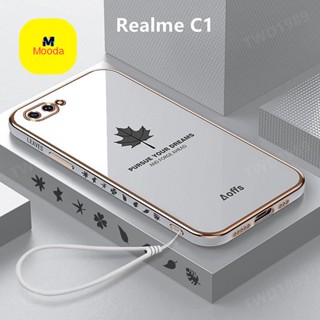 เคสโทรศัพท์มือถือ TPU แบบนิ่ม ลายใบเมเปิ้ล 6D สําหรับ Realme C1 Realme C1