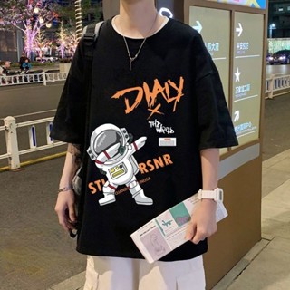 เสื้อยืดแขนสั้นลําลอง ทรงหลวม เข้ากับทุกการแต่งกาย สไตล์ฮ่องกง แฟชั่นฤดูร้อน