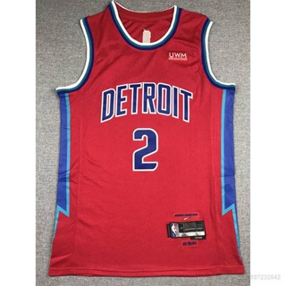 เสื้อกีฬาแขนกุด ลายทีม NBA Jersey Detroit Pistons No.2 Cunningham Classic พลัสไซซ์