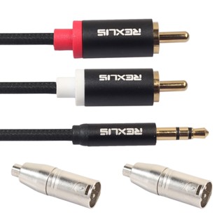 Rich2.br สายเคเบิลอะแดปเตอร์เสียง 18 ม. 35 มม. เป็น 2 RCA และตัวแปลง RCA ตัวเมีย เป็น 3Pin XLR ตัวผู้