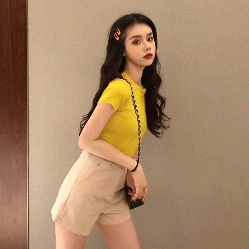 Amber～เสื้อยืดแขนสั้น สไตล์ใหม่ สลิมฟิต ความเรียบง่าย - รูปที่ 6