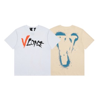 เสื้อยืดแขนสั้นลําลอง ผ้าฝ้าย พิมพ์ลายตัวอักษร VLONE แฟชั่นฤดูร้อน สําหรับผู้ชาย และผู้หญิง ไซซ์ S-XL