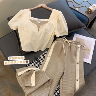 Xiaoxiang Style Suit Womens Summer 2023 New Fashion Western Style Fashionable Sports Wide Leg Pants Two-piece Suit Exquisite Western Style