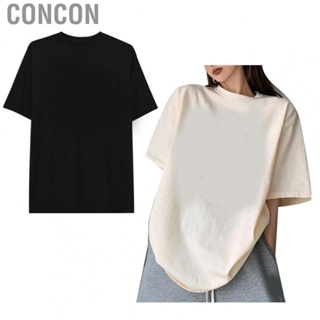 Concon Female Letter Printed T Shirt  Comfortable Polyester Fiber Loose Fashionable Short Sleeve for Vacation