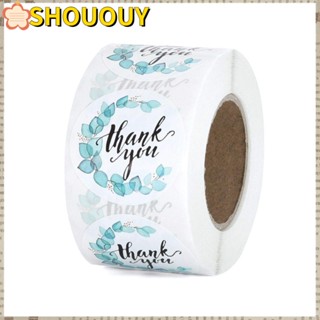 Shououy สติกเกอร์ฉลาก ลาย Thank You แฮนด์เมด สีฟ้าเทอร์ควอยซ์ ขนาดเล็ก 1.5 นิ้ว สําหรับติดตกแต่ง