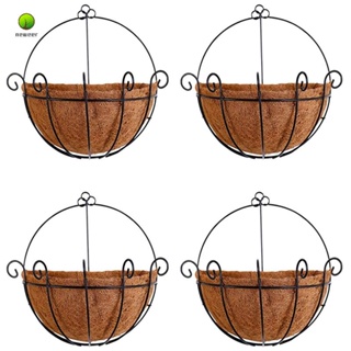 ตะกร้าปลูกต้นไม้ แบบแขวนผนัง โลหะ พร้อมลวดยึด สําหรับสวน ในร่ม กลางแจ้ง (4 แพ็ค)