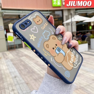 เคสโทรศัพท์มือถือแข็ง แบบใส ขอบสี่เหลี่ยม กันกระแทก ลายการ์ตูนหมี สําหรับ Realme C2 C2S OPPO A1K