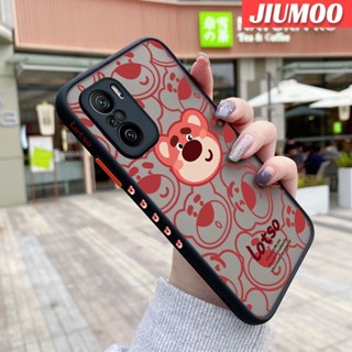 เคสซิลิโคนนิ่ม แบบใส ขอบสี่เหลี่ยม ลายหมีสตรอเบอร์รี่ กันกระแทก สําหรับ Xiaomi MI POCO F3 Redmi K40 K40 Pro