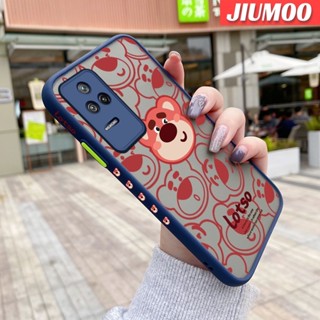 เคสซิลิโคนนิ่ม แบบใส ขอบสี่เหลี่ยม ลายหมีสตรอเบอร์รี่ กันกระแทก สําหรับ Xiaomi Poco F4 Redmi K50 Pro K40s