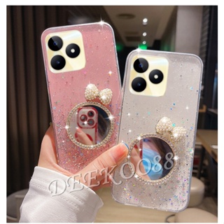 เคสโทรศัพท์มือถือ TPU แบบนิ่ม ลายดาว ประดับโบว์ 3D สําหรับ Realme C53 C55 NFC 10T 10 Pro+ Pro 5G Coca-Cola Edition 4G Plus RealmeC53