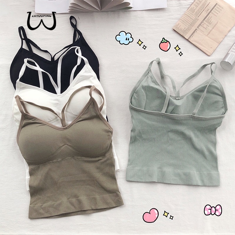 Zxyouping เสื้อชั้นใน ไร้รอยต่อ เบาะยาว ดันทรง สปอร์ตบรา ด้านหลังแบน ไร้สาย ยกทรง บาง เซ็กซี่
