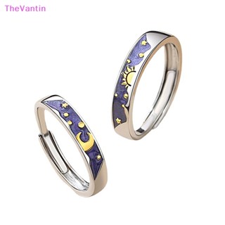 Thevantin แหวนคู่รักแฟชั่น ดวงอาทิตย์ ดวงจันทร์ เปิด ปรับแสงได้ แหวนนิ้ว สําหรับผู้หญิง เครื่องประดับ อุปกรณ์ของขวัญวันเกิด สินค้าดี