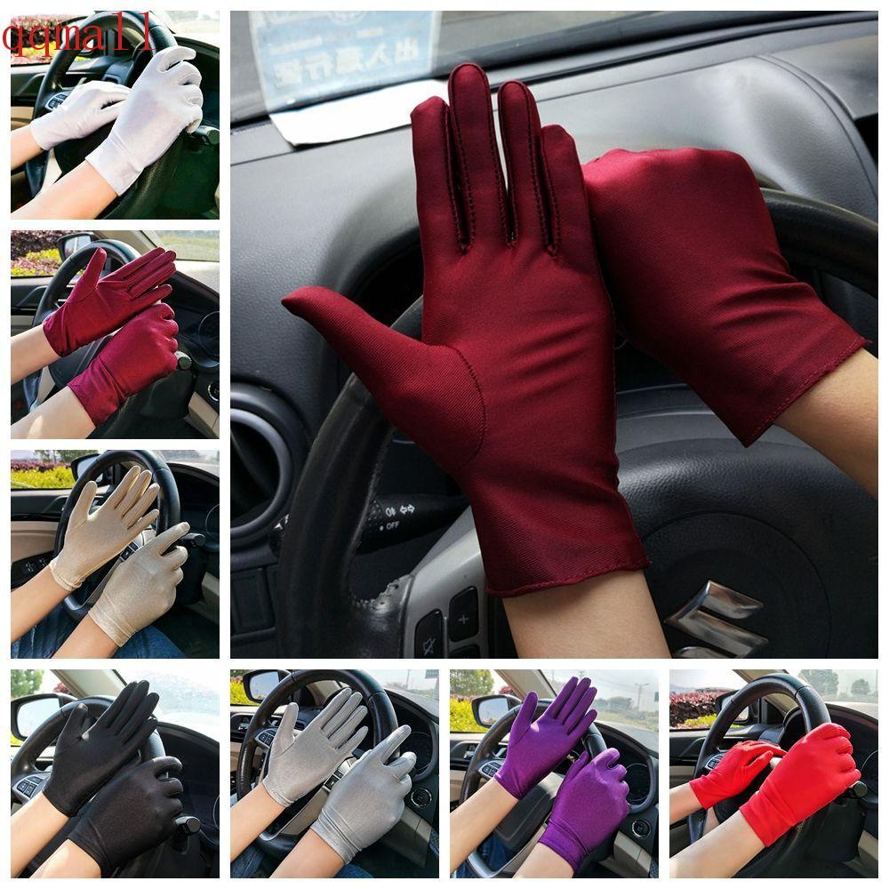 Qqmall ถุงมือขับรถป้องกันรังสียูวีกันแดดสีพื้นสําหรับผู้หญิงและผู้ชาย
