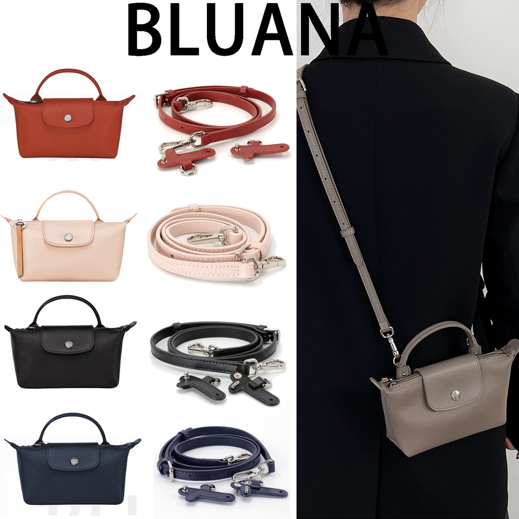 Longchamp Le PLIAGE CITY Mini POUCH ชุดสายสะพายกระเป๋าหนัง ขนาดเล็ก ปรับได้ สีนู้ด สีน้ําเงิน สีดํา