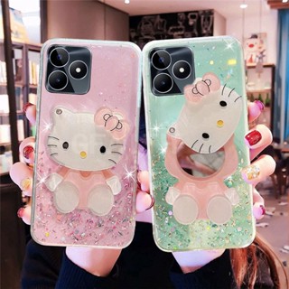 พร้อมส่ง ใหม่ เคสโทรศัพท์มือถือ ซิลิโคนนิ่ม TPU ใส กันกระแทก ลายท้องฟ้ากลางคืน คิตตี้น่ารัก พร้อมกระจกแต่งหน้า แฟชั่น สําหรับ Realme C53 2023 REALMEC53