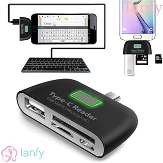 LANFY อะแดปเตอร์การ์ดรีดเดอร์ Type C USB 3.0 Micro SD TF สําหรับแล็ปท็อป