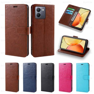 เคสโทรศัพท์หนัง ฝาพับ พร้อมช่องใส่บัตร ตั้งได้ สําหรับ VIVO Y36 V27e V27 X80 Pro