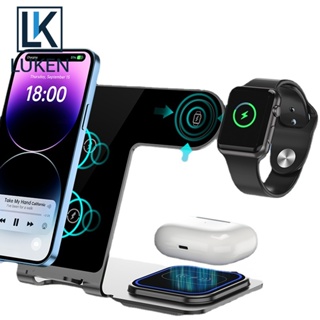 Luken 3 in 1 แท่นชาร์จไร้สาย แบบชาร์จเร็ว สําหรับ iPh14 13 12 11 Pro Max Plus XS XR X 8 App Watch 8 7 6 5 4 3 2 SE