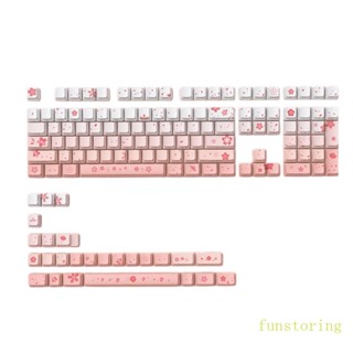 Fun ปุ่มกดคีย์บอร์ด Pbt 134 คีย์ ลายดอกไม้ สีชมพู สําหรับคีย์บอร์ด Mechanical