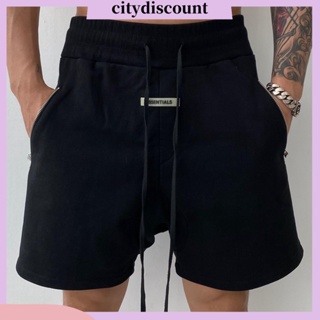 &lt;citydiscount&gt; กางเกงขาสั้น เอวยางยืด ทรงหลวม ระบายอากาศ แต่งซิป สีพื้น เหมาะกับฤดูร้อน สําหรับผู้ชาย ใส่วิ่งจ๊อกกิ้ง