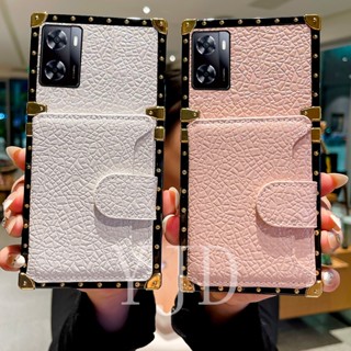 Yjd เคสโทรศัพท์มือถือหนัง ขอบตรง กันกระแทก พร้อมช่องใส่บัตร สําหรับ OPPO A77 A77S A57 A57S A57e