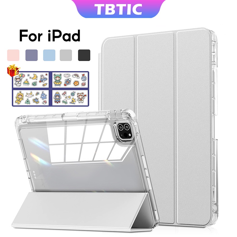 เคสอะคริลิคใส ลาย TBTIC พร้อมช่องใส่ดินสอ สําหรับ IPad Air 5 4 10.9 Pro 11 10th 9th 8th 7th Generation 10.2