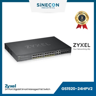 ZyXEL(ไซเซิล) เน็ตเวิร์กสวิตช์ รุ่น GS1920-24HPV2 | 24-Port Gigabit Smart Managed PoE Switch