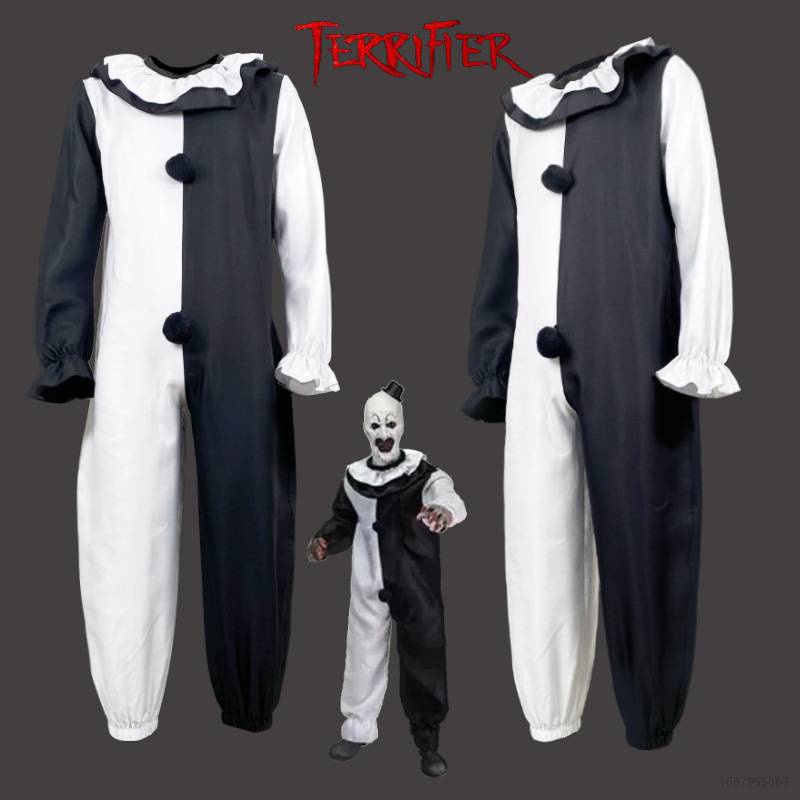 ชุดจั๊มสูทคอสเพลย์ รูปตัวตลก Damien Leqne's Terrifier เหมาะกับงานปาร์ตี้ฮาโลวีน สําหรับเด็ก และผู้ใหญ่
