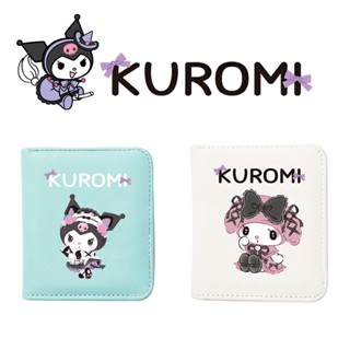 กระเป๋าสตางค์ ใบสั้น ลายการ์ตูน Kuromi Melody น่ารัก สีมาการอง สร้างสรรค์ แฟชั่นสําหรับนักเรียน