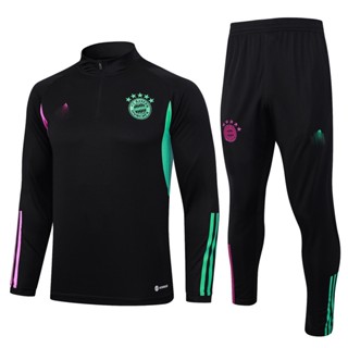 Defoot 24 Bayern Munich FC เสื้อกีฬาแขนยาว มีซิปครึ่ง สีดํา พลัสไซซ์ สําหรับฝึกเล่นฟุตบอล (แยกขาย)