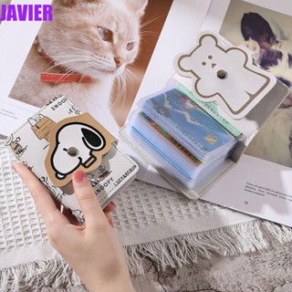 JAVIER กระเป๋าใส่บัตร หนัง PU ลายการ์ตูน Snoopy สุนัขน่ารัก หลายตําแหน่ง สําหรับผู้ชาย และผู้หญิง