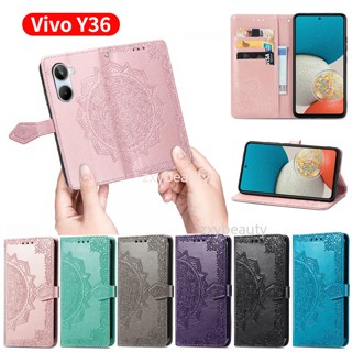 เคสโทรศัพท์หนัง ฝาพับแม่เหล็ก ลายนูน พร้อมช่องใส่บัตร สําหรับ Vivo Y36 4G 5G 2023 Y36 Y 36 Y78 Y78Plus Y78+