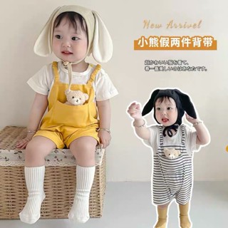 [Aria] ชุดจั๊มสูท แขนสั้น ผ้าฝ้ายแท้ แบบบาง น่ารัก แฟชั่นฤดูร้อน สําหรับเด็กทารกแรกเกิด