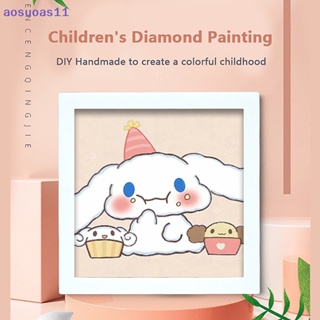 Aosuoas ชุดงานปักครอสสติตช์คริสตัล ลายคิตตี้ Cinnamoroll Kuromi 5D DIY สําหรับตกแต่งห้องเด็ก