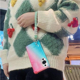 เคสโทรศัพท์มือถือ ไล่โทนสี กันกระแทก พร้อมสายคล้องข้อมือ สําหรับ Huawei Nova 11i Nova 10 Pro 9 Pro 9 SE