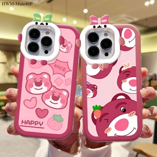 Huawei Mate 40 Pro เคสหัวเว่ย สำหรับ Case Cartoon Strawberry Bear เคส เคสโทรศัพท์ เคสมือถือ Full Cover Hard Phone Cases Casing